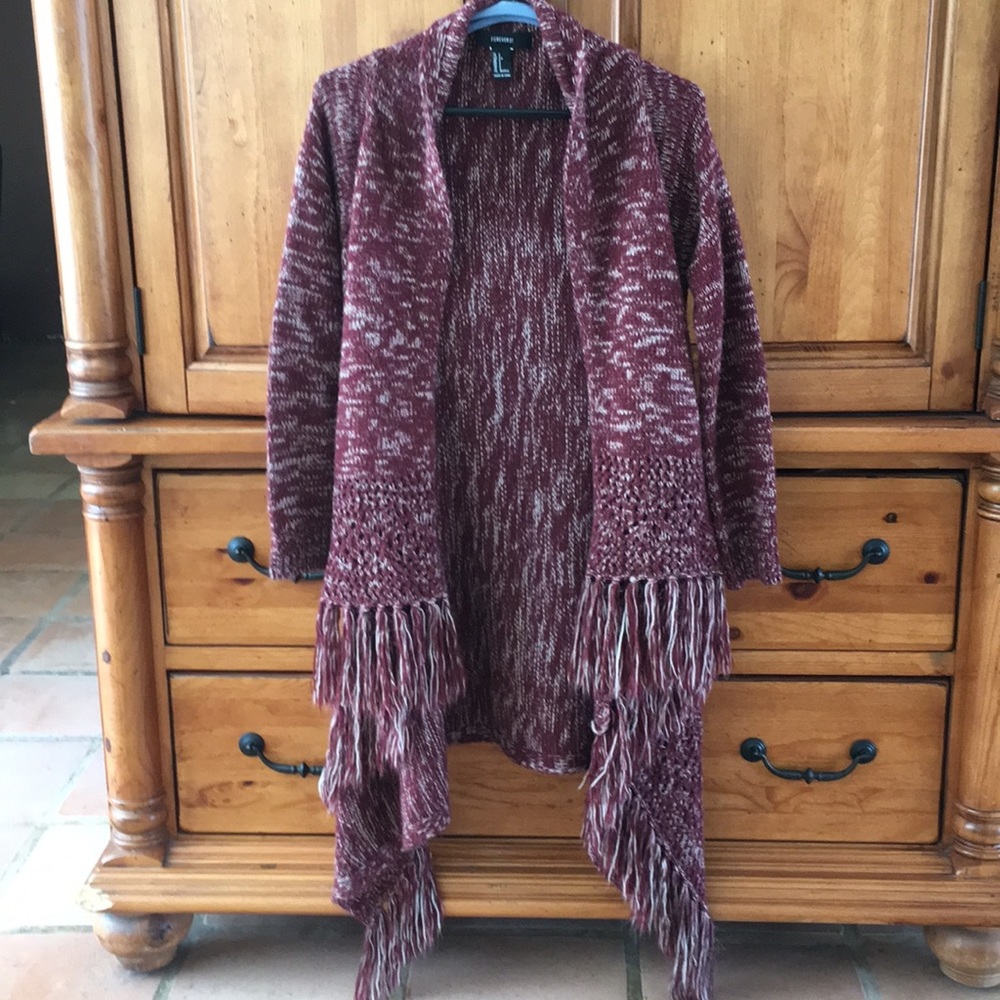 Maroon Fringe Cardigan